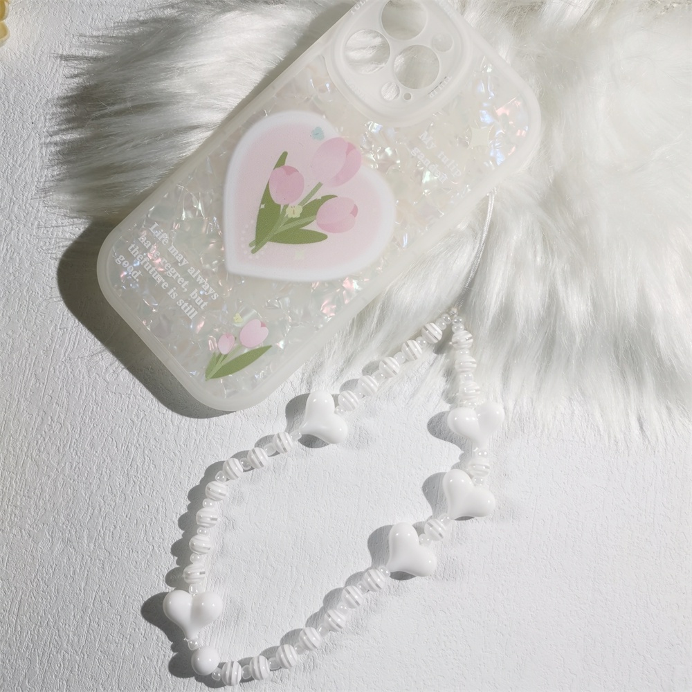 Dây Đeo Điện Thoại Bằng Acrylic Mềm Chống Thất Lạc Đính Hạt Ngọc Trai Nhiều Màu Dễ Thương