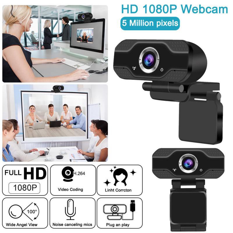 Webcam HD USB 1080P tích hợp micro không cần trình điều khiển dành cho máy tính PC WebCamera