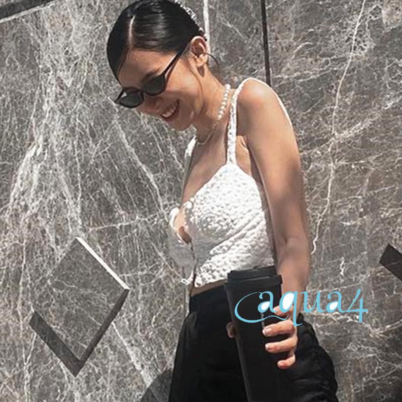 Áo Hai Dây Phối Ren In Họa Tiết Dễ Thương Thời Trang Cho Nữ Y2K