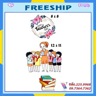 Trang trí bánh 💖FREESHIP💖 Set cắm 20-11 - Cô Giáo- Mẫu 1- HD - Phụ kiện trang trí bánh kem