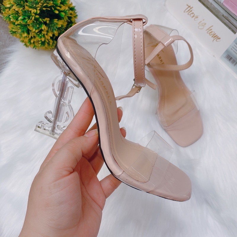 [Kèm ảnh chân thực] Giày sandal cao gót quai trong gót YS trong 9p bít gót hàng hot