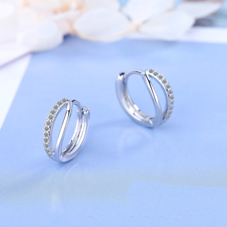 Bông tai nữ khuyến bấm bạc Ý S925 - HT302