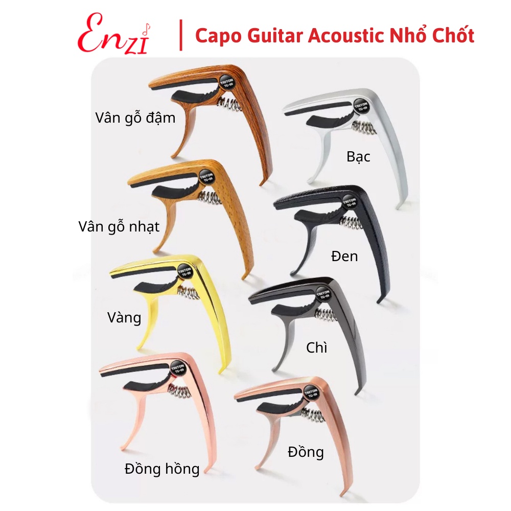 Capo guitar acoustic cao cấp 2 chức năng kèm cậy nhổ chốt đàn chất lượng dành cho đàn ghi ta sử dụng dây sắt ENZI