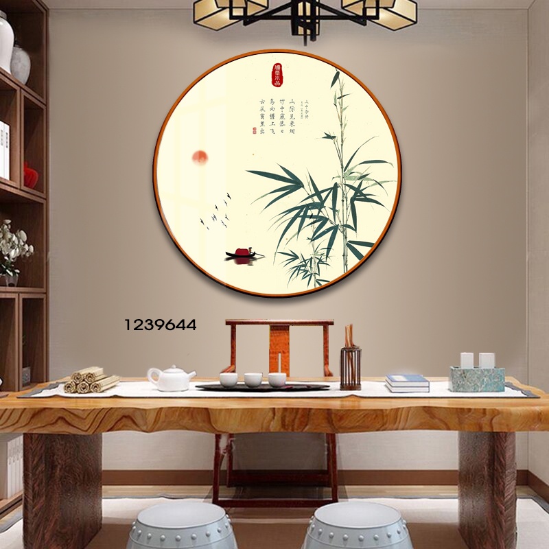 Tranh treo tường hình tròn VTC hinh phong thủy Cây trúc bóng kính hoặc vải canvas 1239644