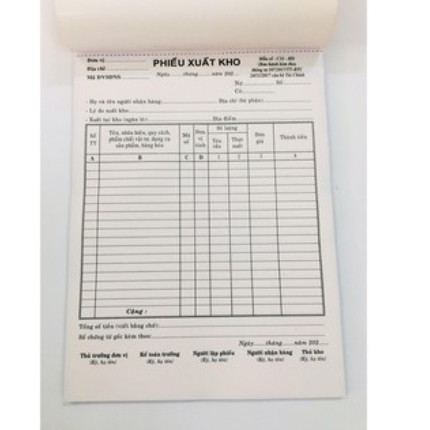 Phiếu nhập kho /xuất kho A4 2 liên 100 tờ