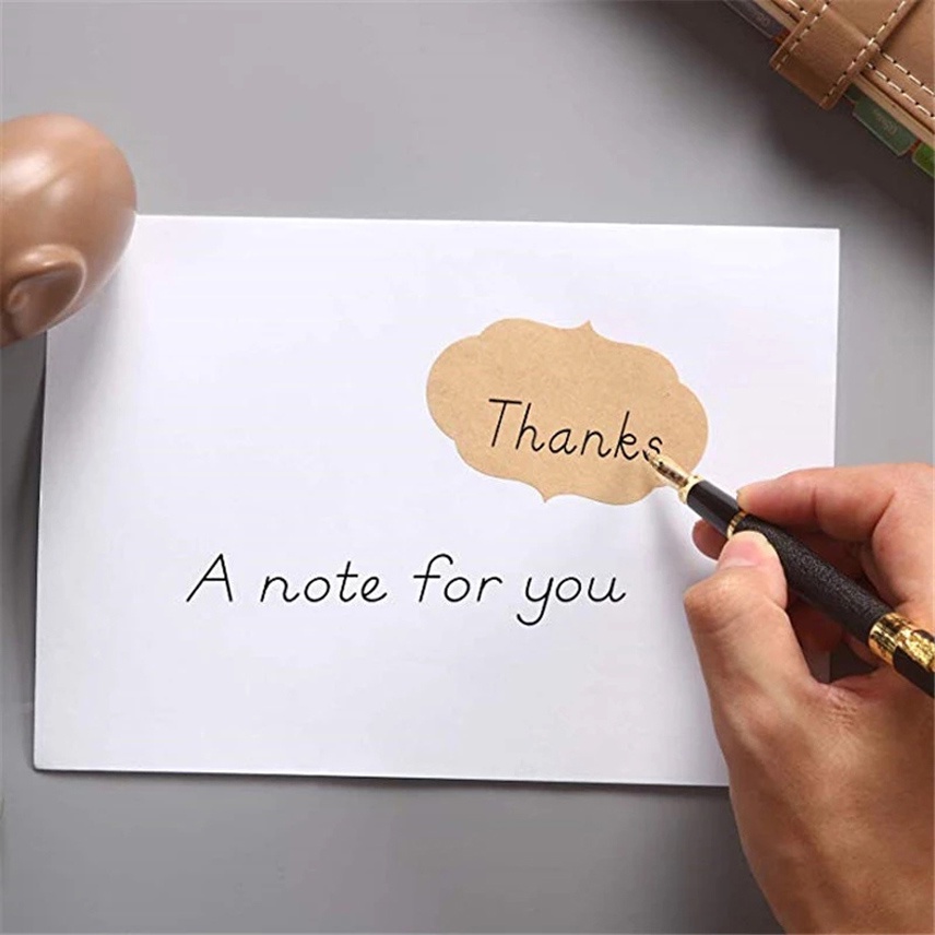 Cuộn 300 nhãn dán giấy kraft trống tự dính trang trí lọ thủy tinh/ chai nước