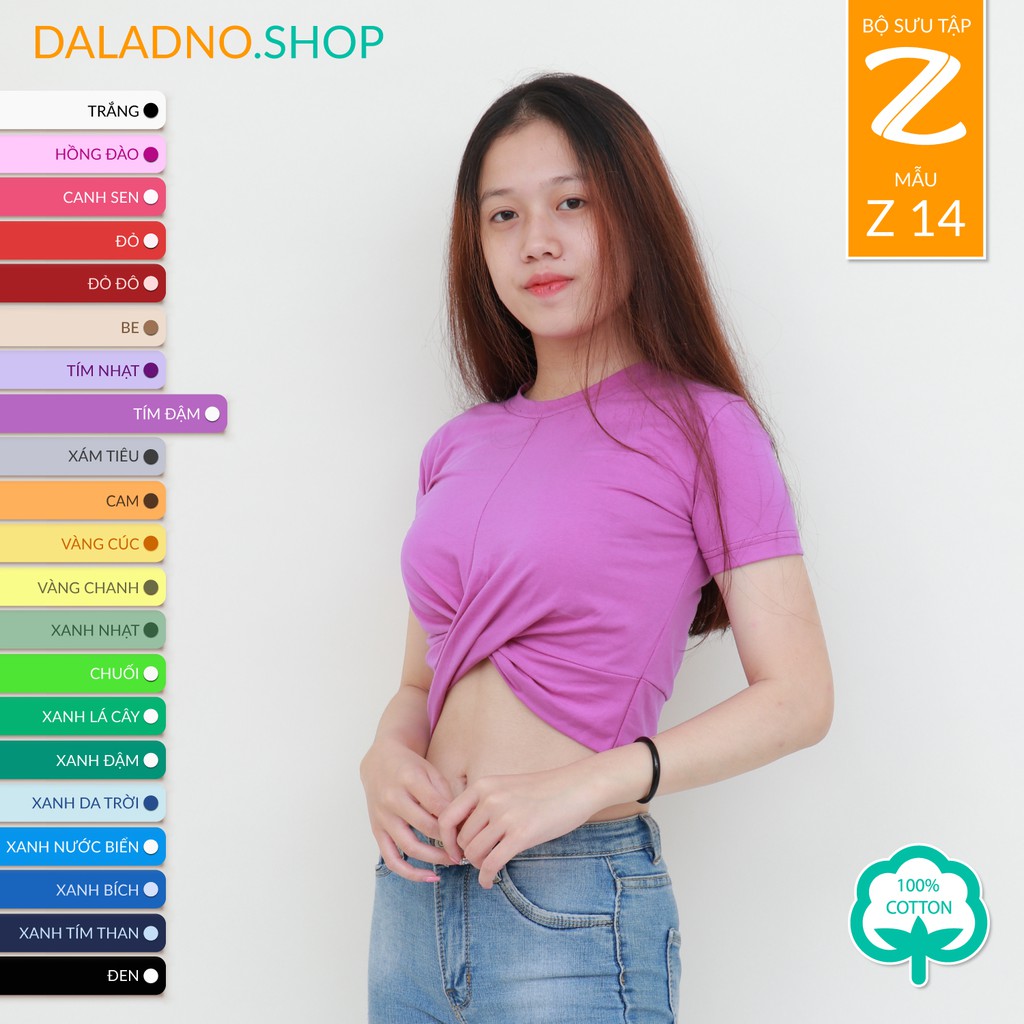 Z_14 I Áo croptop nhúm eo COTTON 100% sẵn 26 màu đủ size - Daladno