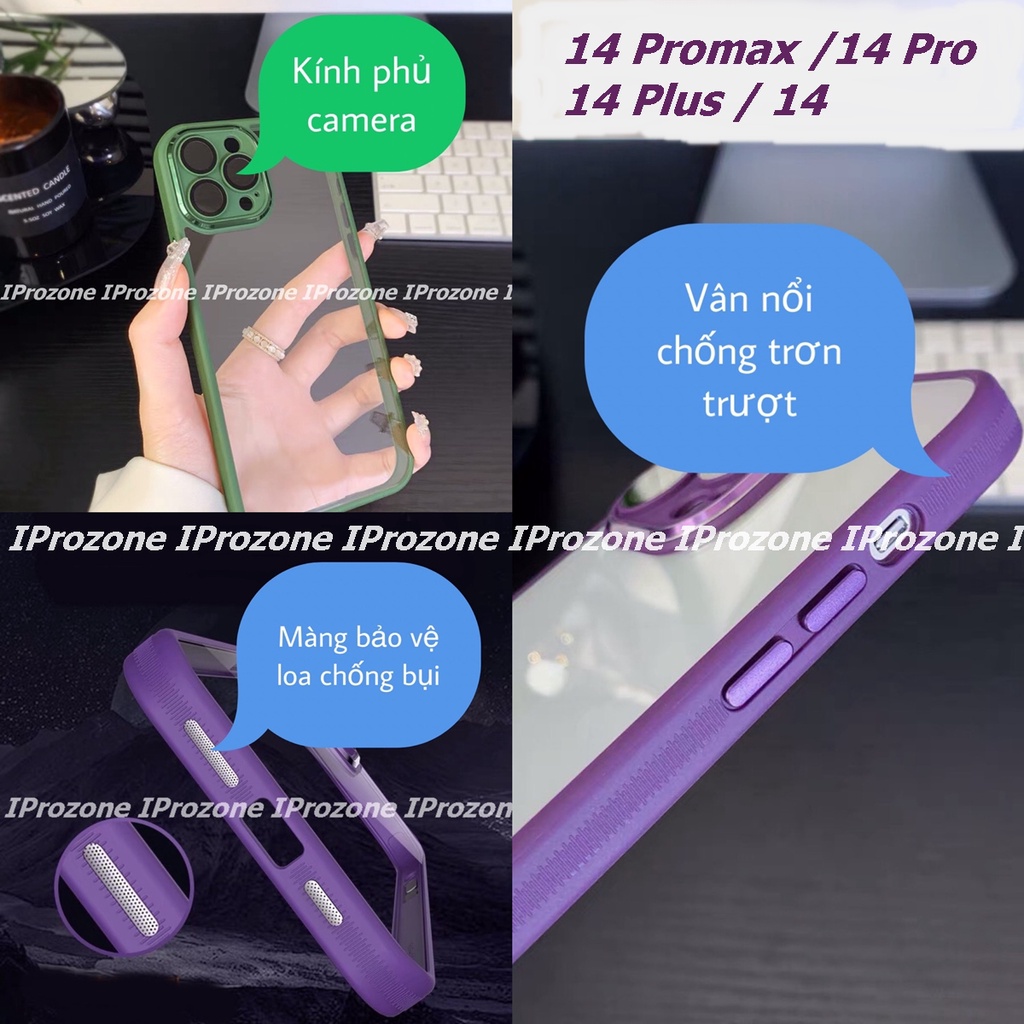 Ốp lưng trong suốt viền silicone màu cho 14 Promax , 14 Pro chống sốc , bảo vệ camera , chống trơn trượt chính hãng X&amp;M