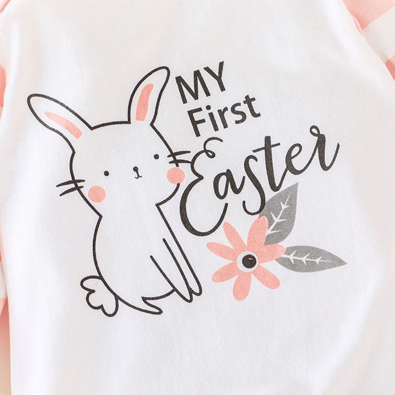 Bộ Áo Liền Quần Tay Dài In Hình Thỏ Và Hoa 3D Kèm Mũ Trùm Đầu Dành Cho Bé Sơ Sinh My 1st
