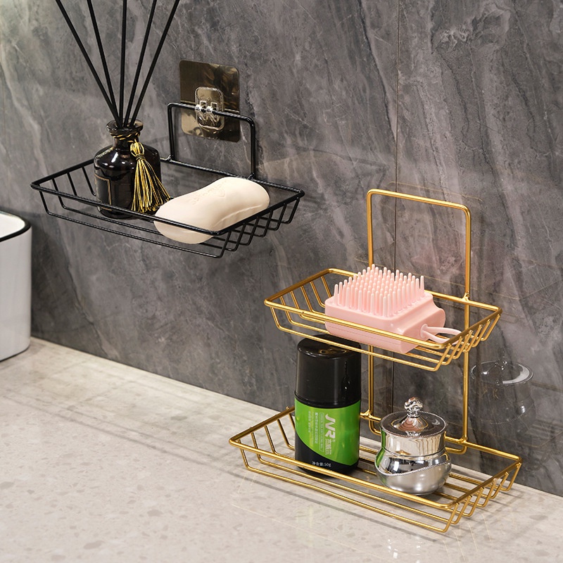 Giá Đỡ Xà Phòng Hai Tầng Bằng Thép Không Gỉ Gắn Tường Nhà Tắm