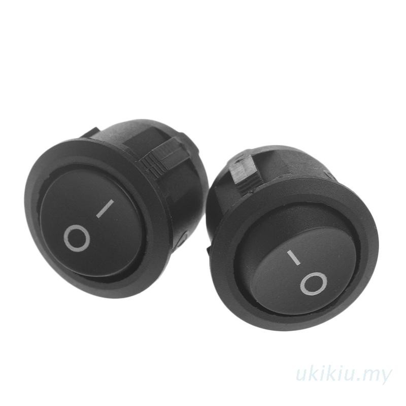 Set 2 Công Tắc On-Off Tròn 3 Chấu 6a 250v Ac Màu Đen