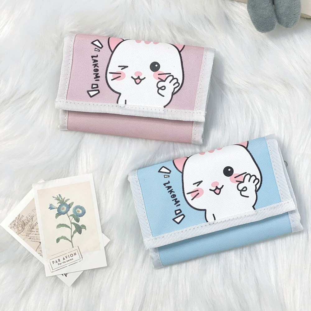 Ví cầm tay mini hình mèo cute màu xanh ngọc, tặng kèm dây đeo tiện dụng