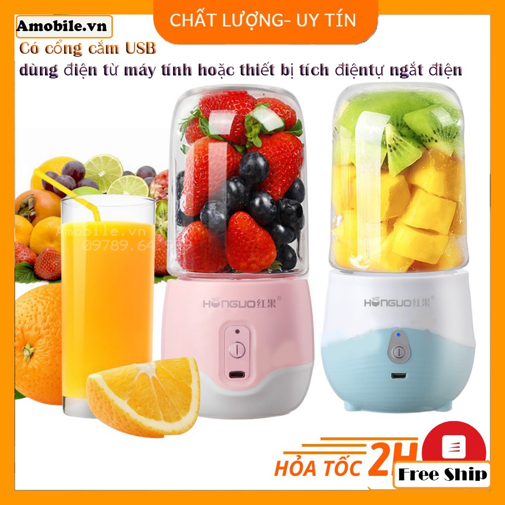 [Free Ship ] Máy xay sinh tố 6 lưỡi dao CAO CẤP/ Máy say sinh tố cầm tay mini 300ml/Xay cực nhanh bền đẹp Amobile