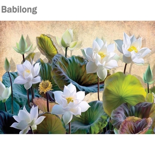 Set tranh đính đá hình hoa sen trắng 5d DIY