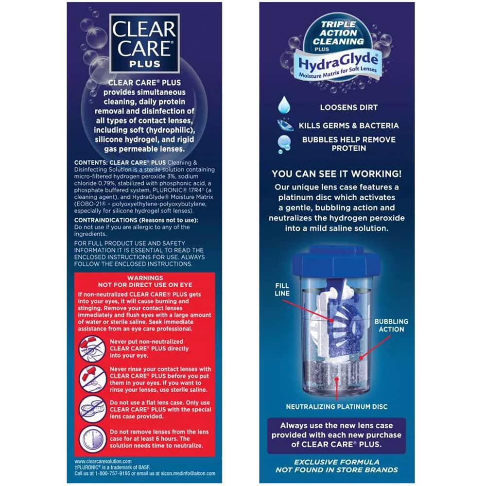 Dung dịch khử trùng contact lens Clear Care Plus HydraGlyde 355ml x2 chai + Lens Cases