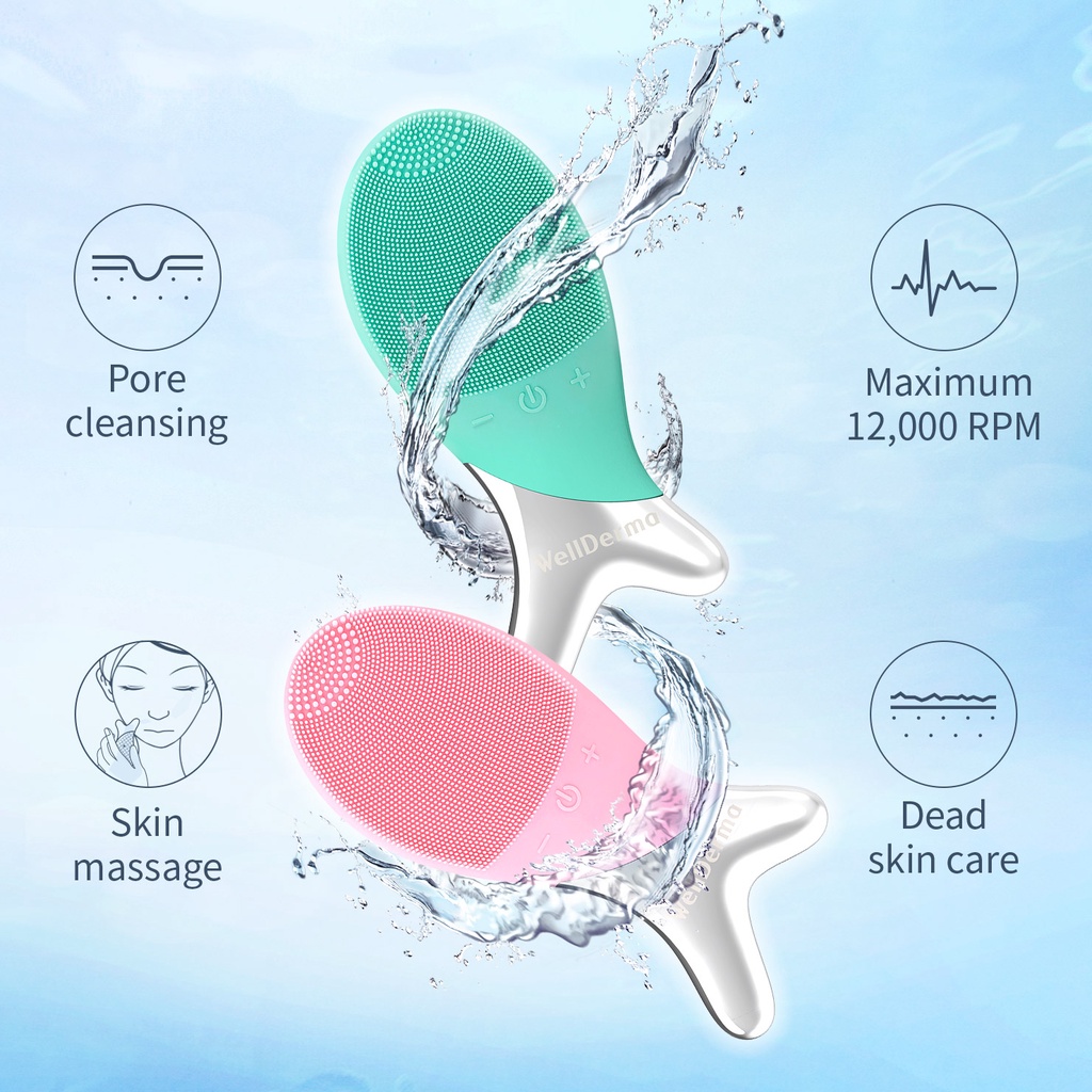 Hãy kiểm tra là hàng chính) máy rửa mặt và mát xa nhẹ WellDerma Cleansing Fish