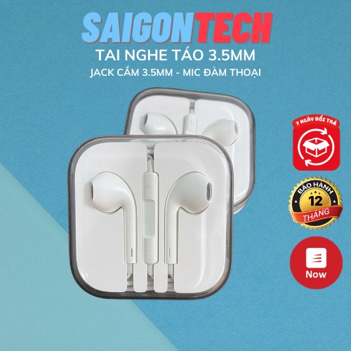 Tai Nghe Táo Nhét Tai Chui 3.5mm, Bass Ấm, Âm Trong, Dùng Cho Các Dòng Máy 5/6/6plus/6s/6splus/samsung/oppo/vivo