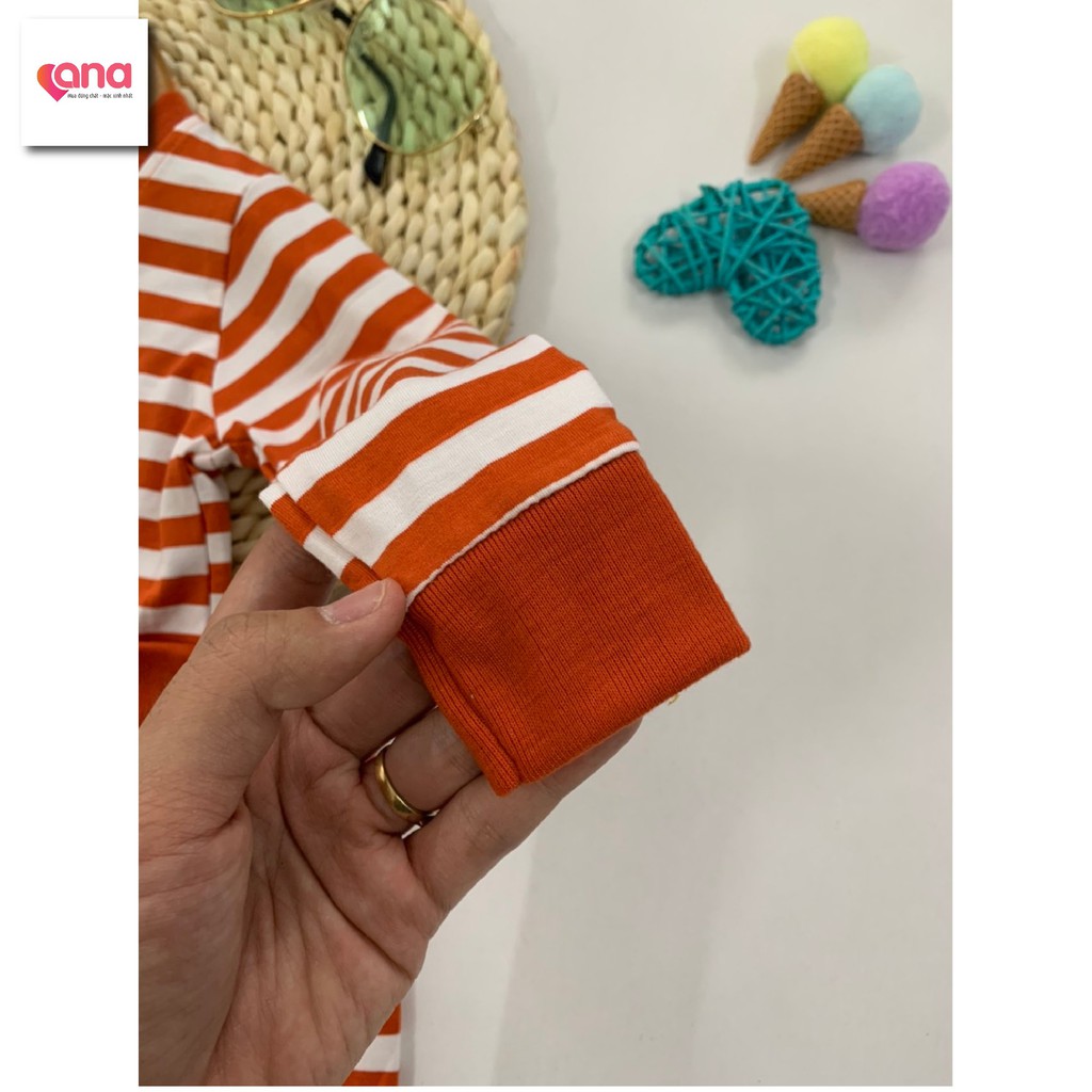 Bộ minky dài tay cạp cao kẻ cho bé gái bé trai [Xã kho] Đồ bộ ngủ kẻ tay dài thu đông thun cotton bé gái trai minky mom