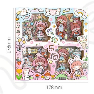 Hộp 100 tấm sticker cute - Thiên đường sắc màu