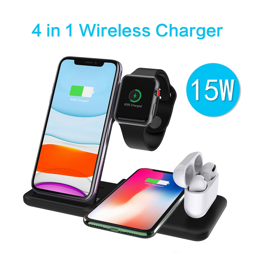 Đế Sạc Không Dây Đa Năng 4 Trong 1 Q20 15w Cho Iwatch Huawei Samsung