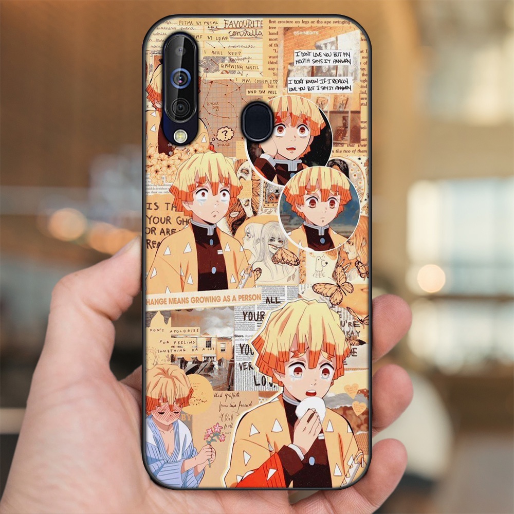 Ốp lưng Samsung A8s, A60, M30 viền đen in hình Zenitsu Kimetsu no Yaiba