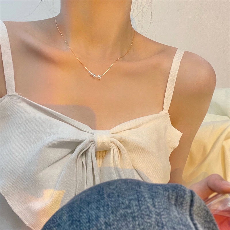 Vòng cổ ngọc trai thiết kế đơn giản phong cách Hàn Quốc thời trang