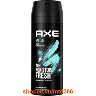 Xịt khử mùi 150ml axe non stop apollo, chính hãng.