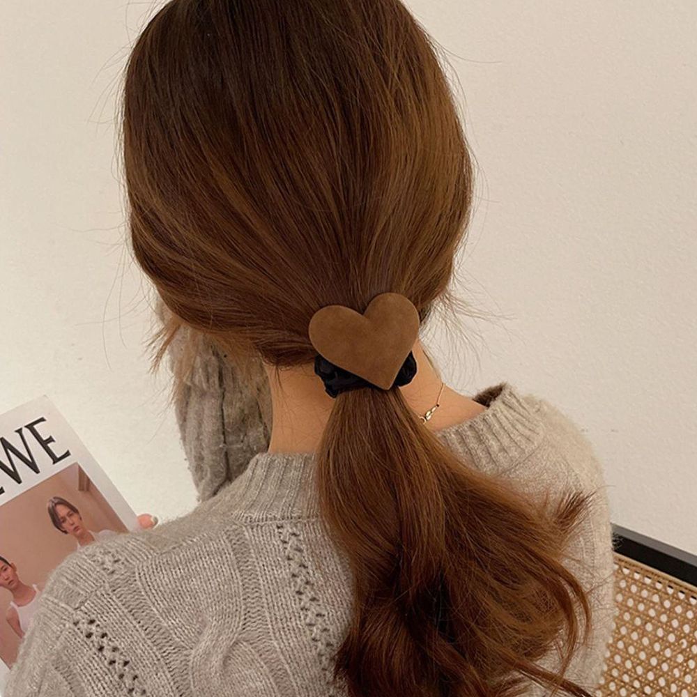 Dây buộc tóc đuôi ngựa co giãn hình trái tim phong cách Hàn Quốc cổ điển cho nữ