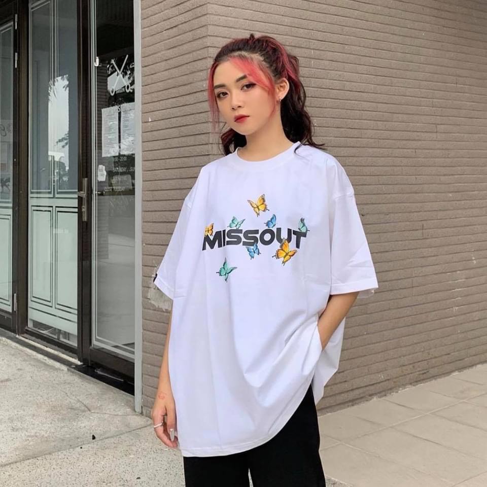 Áo Thun Tay Lỡ MISSOU BUTTERFLY Màu Đen Màu Trắng Unisex Form Rộng