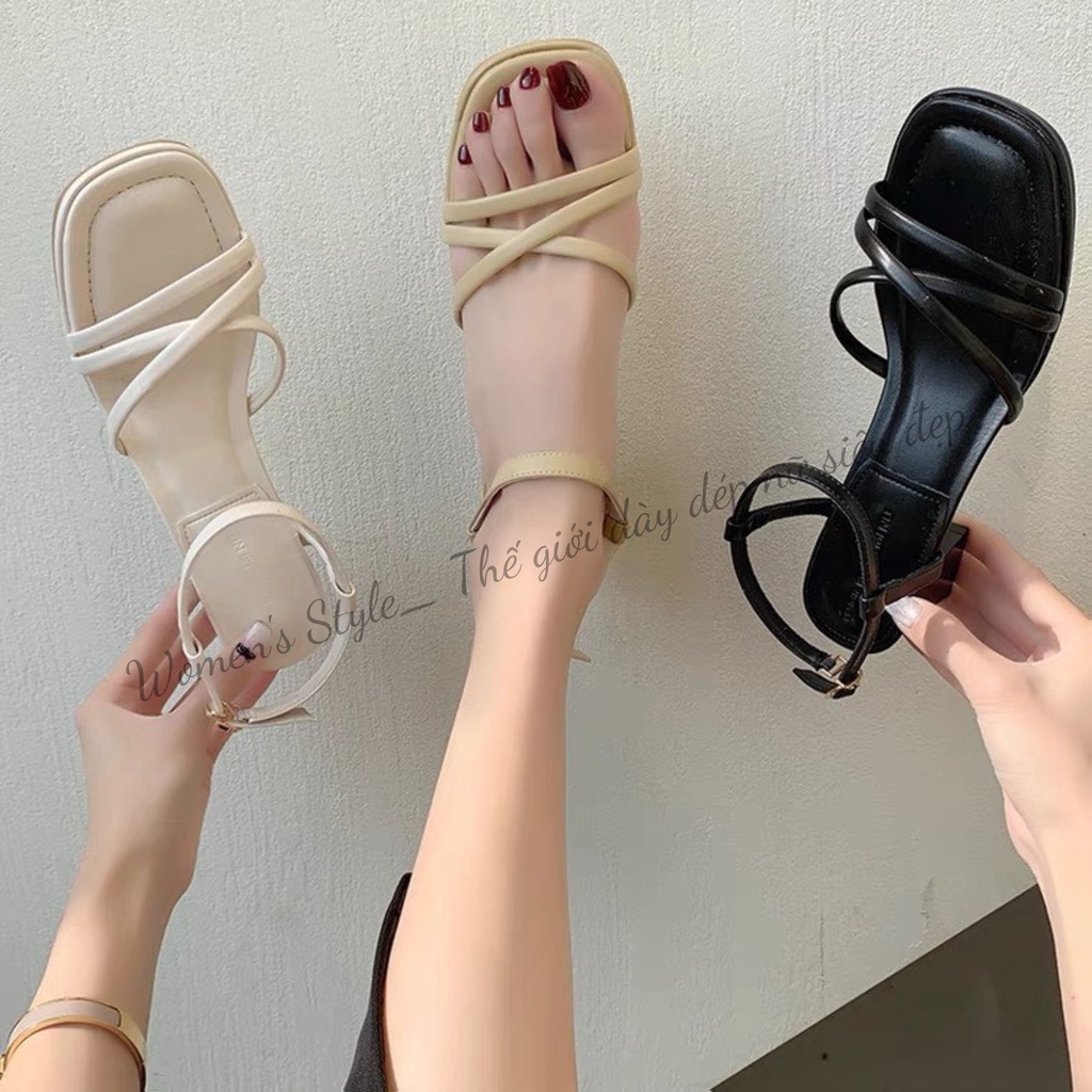 Sandal cao gót nữ dây xỏ 5P  La Mã hở mũi tất cả thoáng khí đi chơi, đi tiệc, đi học cd46