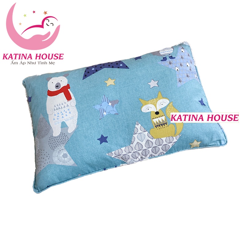 Gối cho bé 1-5 tuổi, gòn lông vũ nhân tạo mềm mịn an toàn, chất vải cotton satin hàn quốc mềm mát, họa tiết đẹp