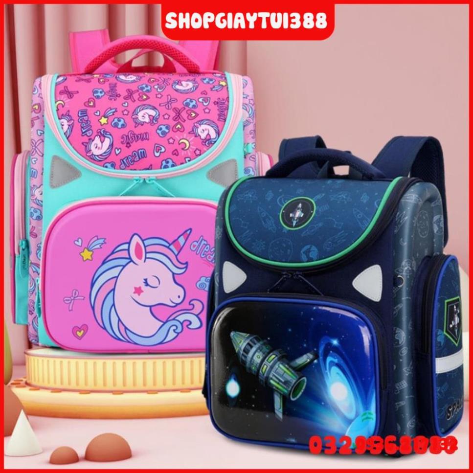 Cặp đi học nữ nam cấp 1, balo cho bé trai gái đi học tiểu học chống gù, chống nước