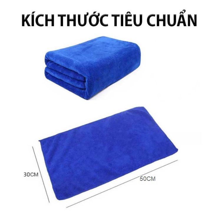 Khăn Lau Xe Microfiber Chuyên Dụng Mềm Mịn Thấm Hút Nước Tốt Lau Rửa Xe Hơi, Ô tô, Xe Máy Kích Thước 30x50cm