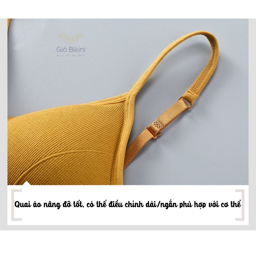 Áo Bra trơn đơn giản lưng U thấp. Áo croptop hai dây có thể điều chỉnh quai áo năng động
