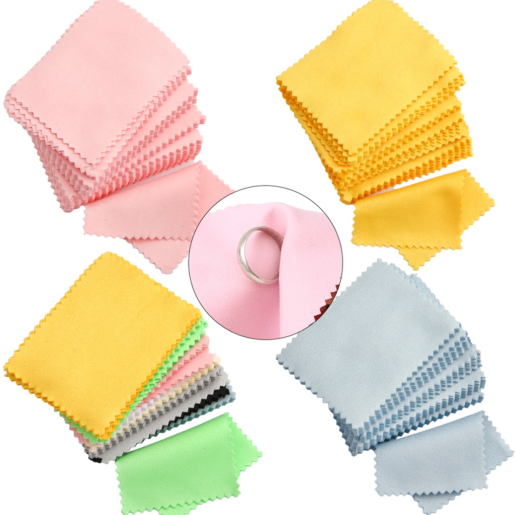 Set 10-50 khăn lau đánh bóng trang sức bạc / vàng mềm mại