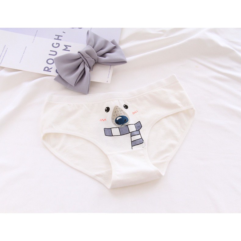 Quần Lót Nữ - Quần Lót Nữ Cotton thoáng mát màu nhã nhặn hình gấu dễ thương đáng yêu DAN STORE MÃ 0745