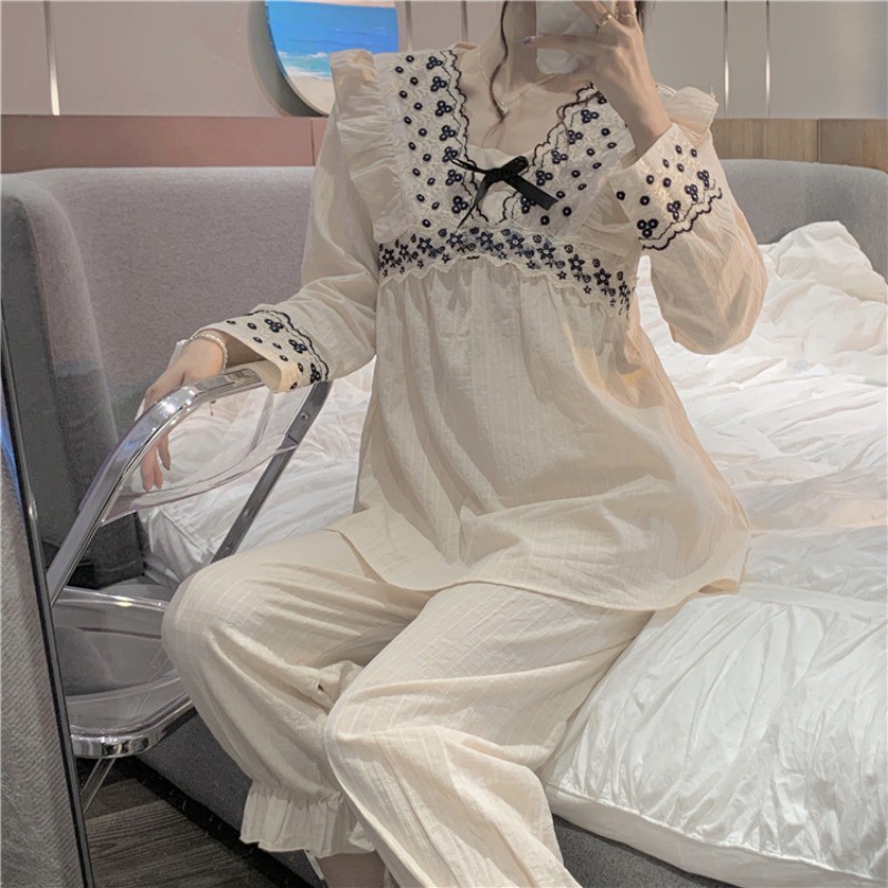Váy ngủ ulzzang/ pijama cổ ren cách điệu quyến rũ