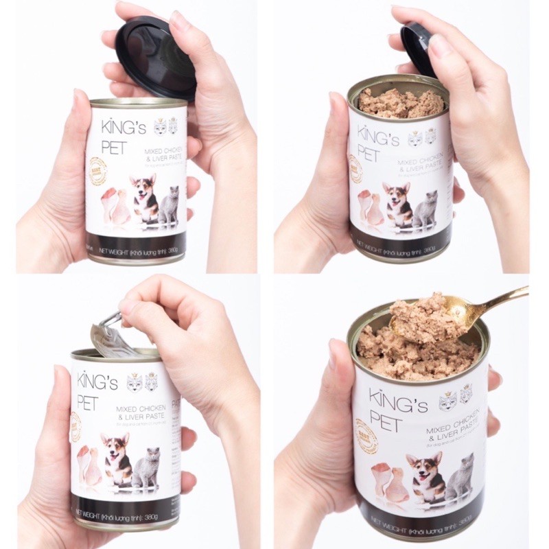 Pate Hỗn Hợp Gà King’s Pet lon 380g thức ăn cho chó mèo