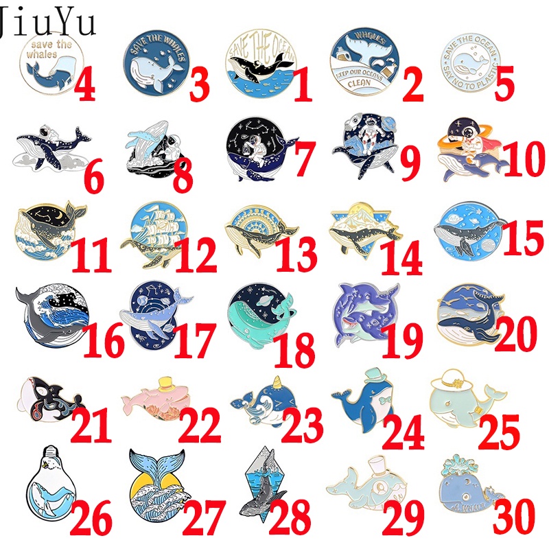 Ghim Cài Áo Hình Cá Voi/Cá Voi/Cá Mập Dễ Thương