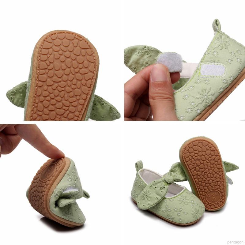 Đôi giày búp bê đính nơ/ Đôi vớ viền ren tập đi chống trượt xinh xắn dành cho bé gái