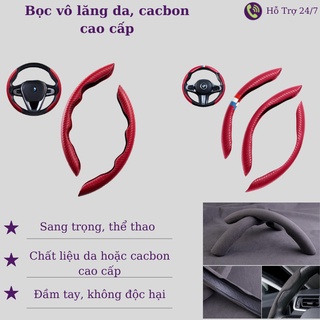 Bọc vô lăng cho ô tô cáo cấp, ốp vô lăng bằng da, sợi cacbon phong cách thể thao, sang trọng