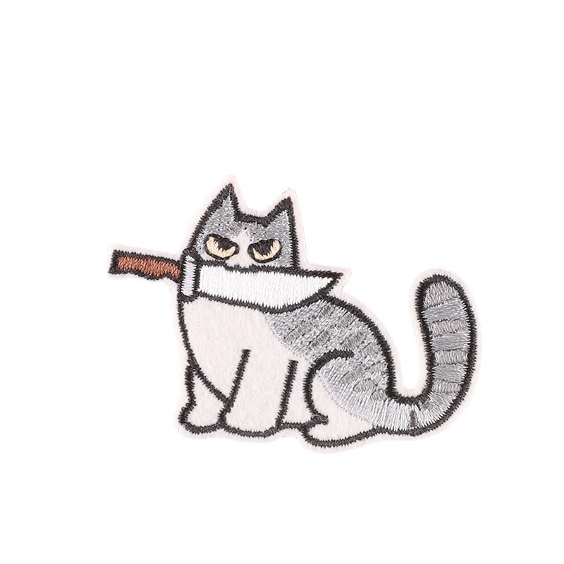 Sticker Ủi Thêu Hình Mèo Hoạt Hình Dễ Thương