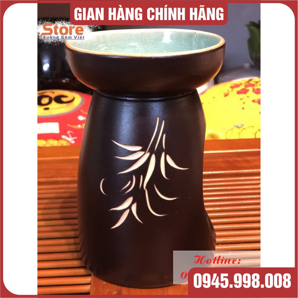 Đèn xông tinh dầu bằng nến, sản phẩm làm từ gốm Bát Tràng cao cấp cao 13cm, nhiều màu thỏa lựa chọn - XƯỞNG GỐM VIỆT