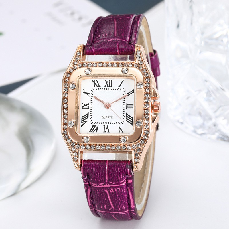 Đồng hồ nữ thời trang dây da chính hãng D-ZINER CMK đính đá mặt vuông ND02 - LINDO