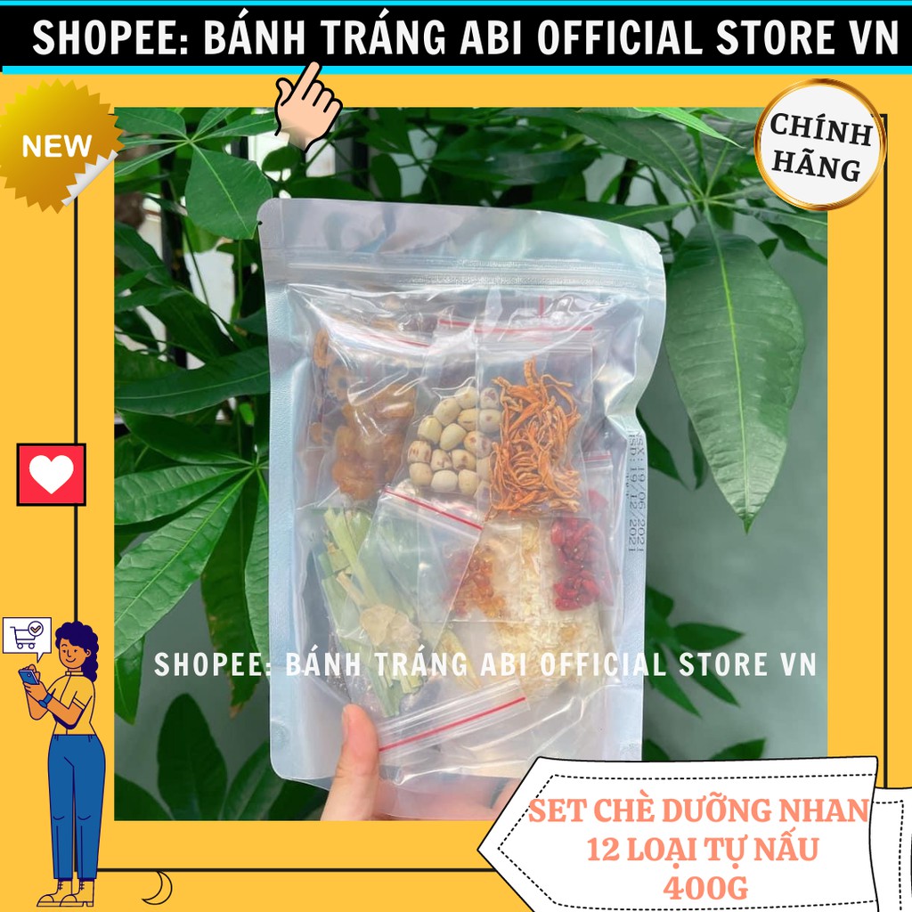 [HÌNH THẬT] SET CHÈ DƯỠNG NHAN TỰ NẤU TẠI NHÀ GỒM 12 LOẠI TUYẾT YẾN-HẠT CHIA GÓI 400G