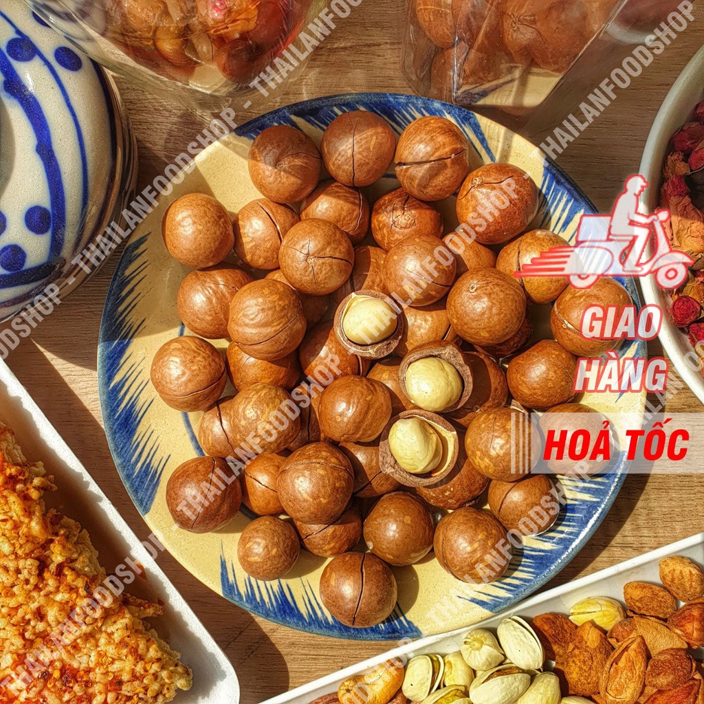 Hạt Macca Nứt Vỏ Lâm Đồng Lon 400Gram - Tặng Kèm Dụng Cụ Khui Hạt