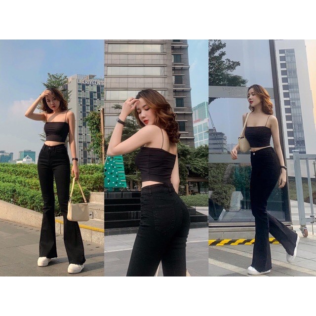 Áo thun 2 dây croptop LYNS chất đẹp, vải Thun Cotton co giãn tốt, dáng ôm, dây bún sợi nhỏ - AD02