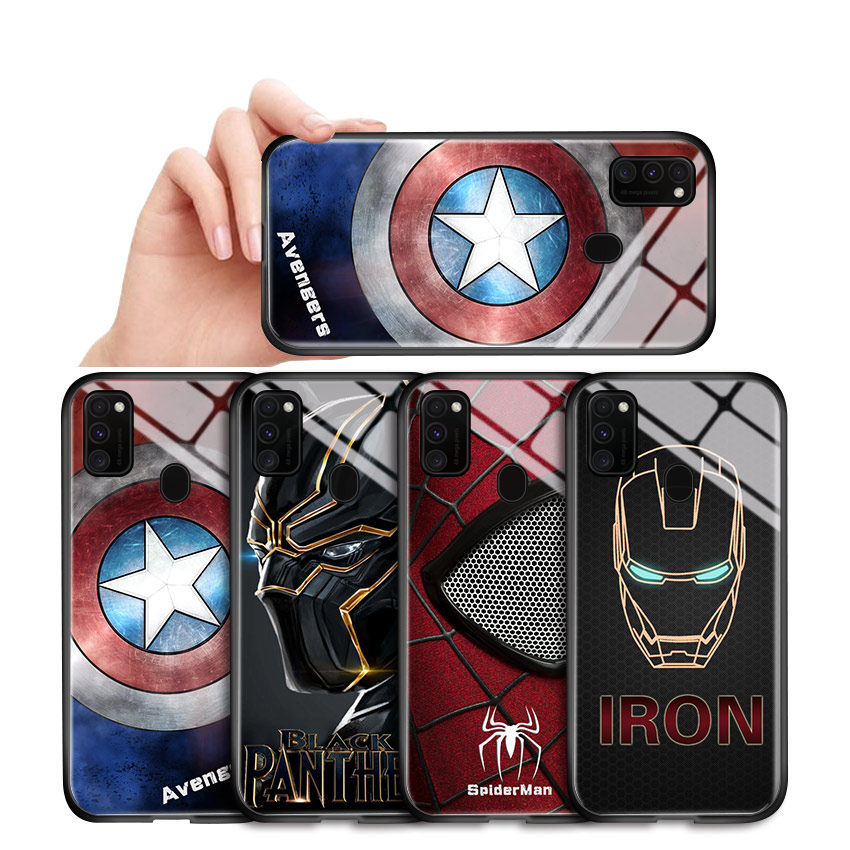 Ốp lưng điện thoại Samsung Galaxy M62 M12 M51 M31 M21 M30S M30 M20 M10 Vỏ điện thoại Marvel Mặt lưng bằng kính cường lực