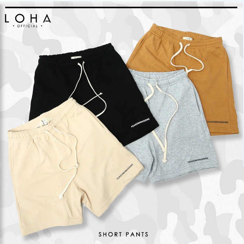 Quần Short, Đùi PEACEMINUSONE Nỉ Da Cá, Quần Short Form Rộng Nam Nữ Unisex, LOHA