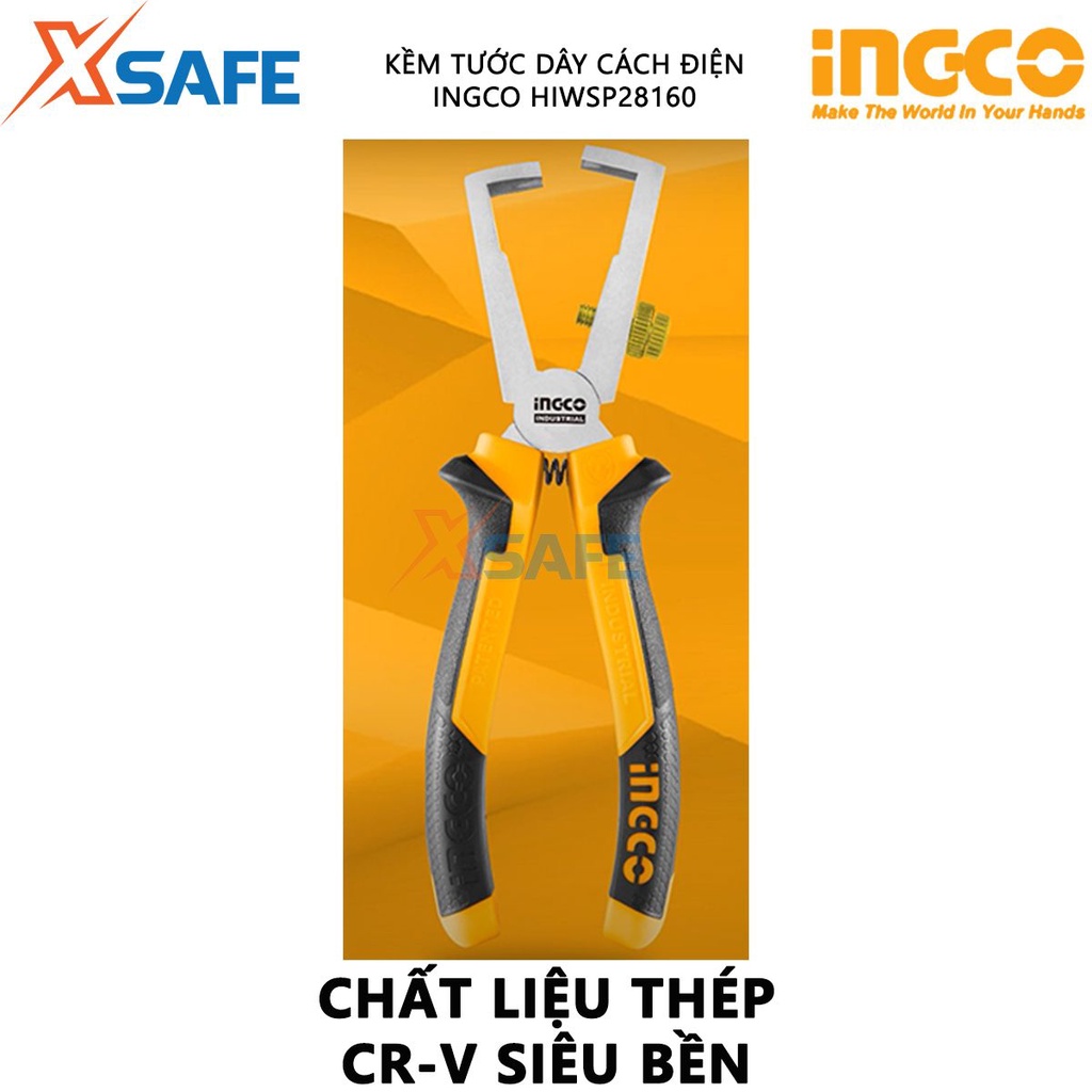 Kìm tuốt dây điện cao cấp INGCO HIWSP28160 Kềm tước dây điện dài 6&quot;/160mm, tay cầm cách điện lên đến 1000V - Chính hãng